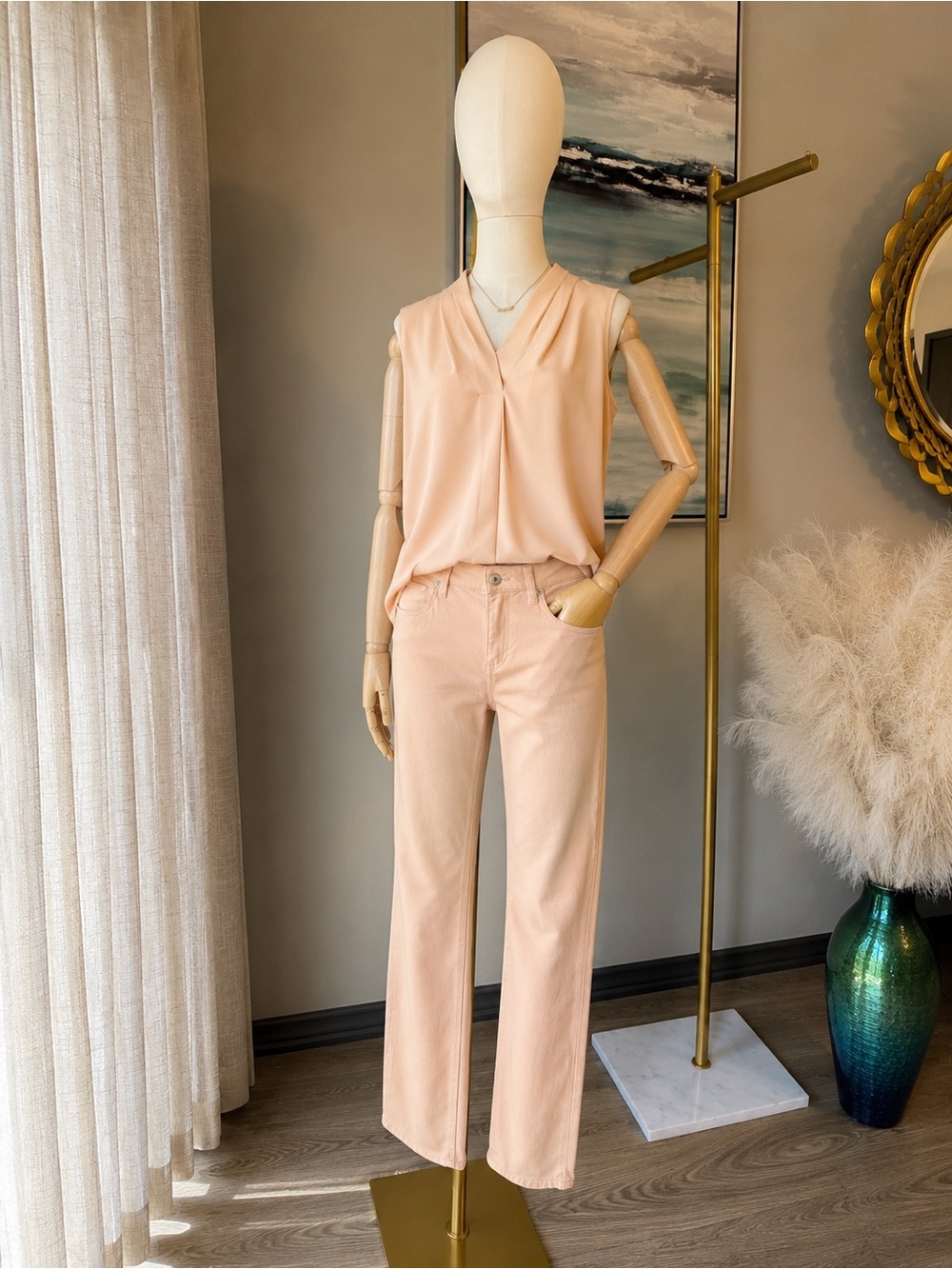 Calvin Klein Sleeveless Blouse & Two by Vince Camuto Peach Matching Set M 27/4